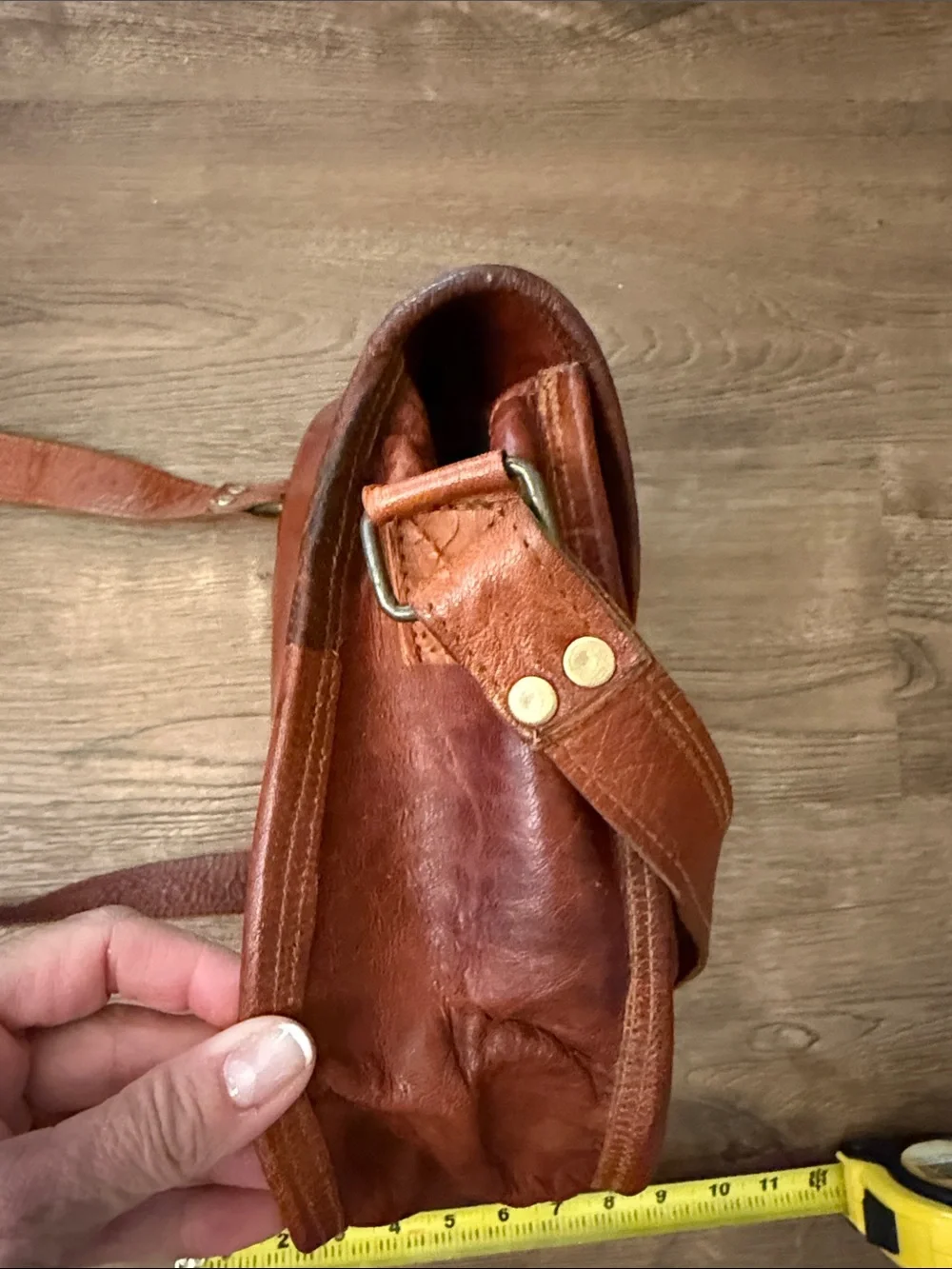 Vintage Brown Leather Crossbody Bag with Buckle Detail